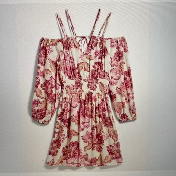 Off Shoulder Smocked Waist Dress Sz small. Like New! - Picture 2 of 10